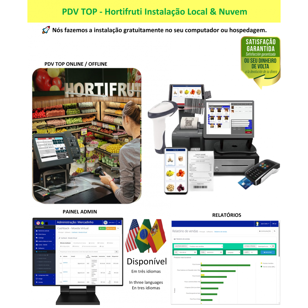 Hortifruti Sacolão PDV para rodar diretamente no seu computador (instalação local) ou em Nuvem