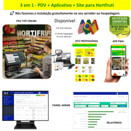 Hortifruti Sacolão 3 em 1 - PDV + APP + Site - Sistema de vendas com PDV, Aplicativo e Site profissional