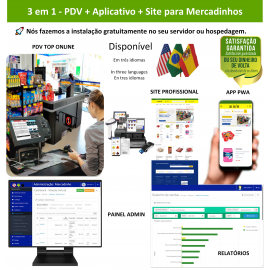 Mercadinhos 3 em 1 - PDV + APP + Site - Sistema de vendas com PDV, Aplicativo e Site profissional