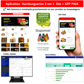 App 2em1 Hamburguerias - site pronto + app