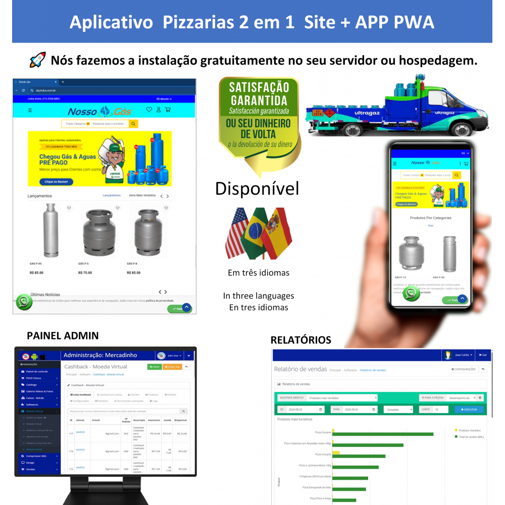 App 2em1 Distribuidora de Gás - site pronto + app