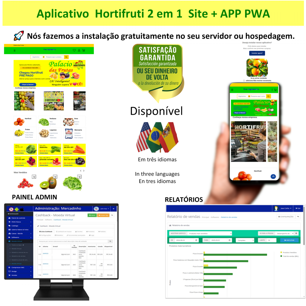 App 2em1  Hortifruti - site pronto + app