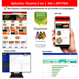 Aplicativo 2em1 Pizzarias - site pronto + app