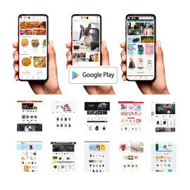 Pet Shop APP Android + Site para Playstore 3 Layouts no celular e 39 Layouts no Site